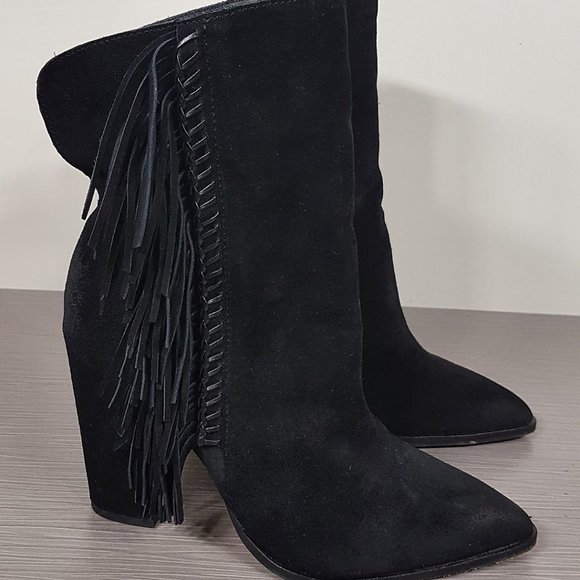 Dolce Vita Ileen Suede Fringe Boots Black Womens Size 10 - Picture 3 of 10